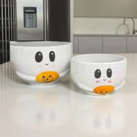 Set of 2 Adorable Ghost Ceramic Bowls - Picture 2 of 5